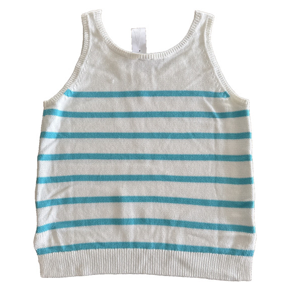 Kule The Gio Tank Top Women's M White/Aqua Scoop Neck Stripe Pullover - Picture 5 of 7
